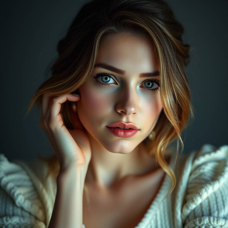 A professional photographer, Anya Petrova, capturing a portrait in a studio setting with soft lighting.