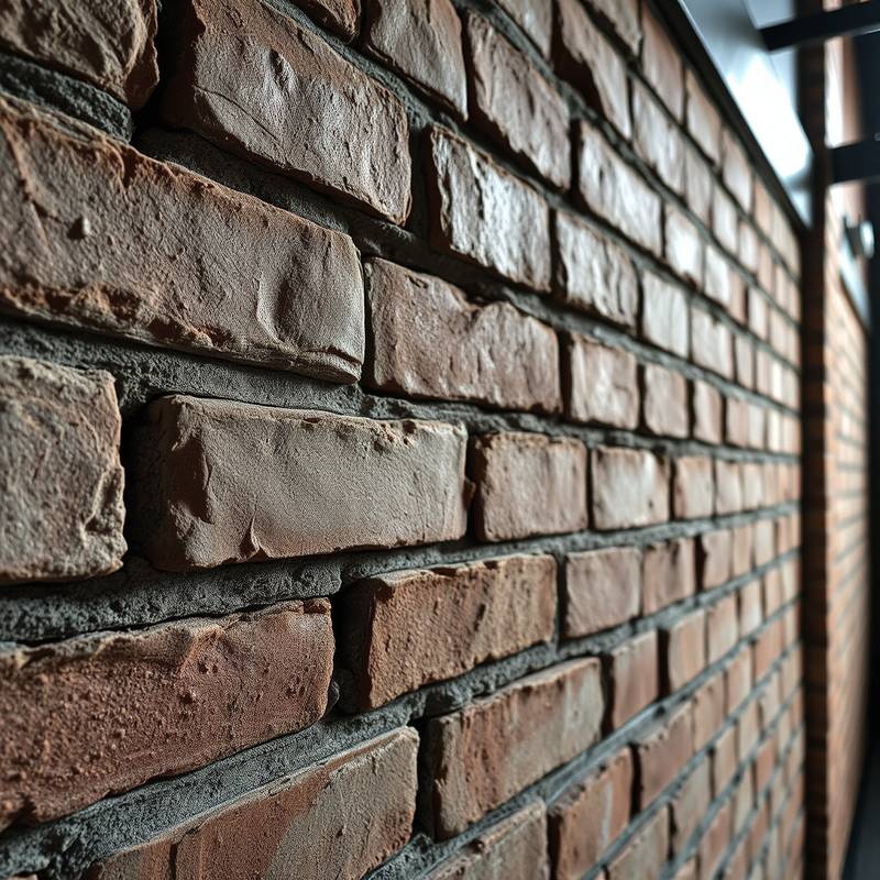 Close-up of exposed brick wall in the Industrial Loft, showcasing texture and detail.