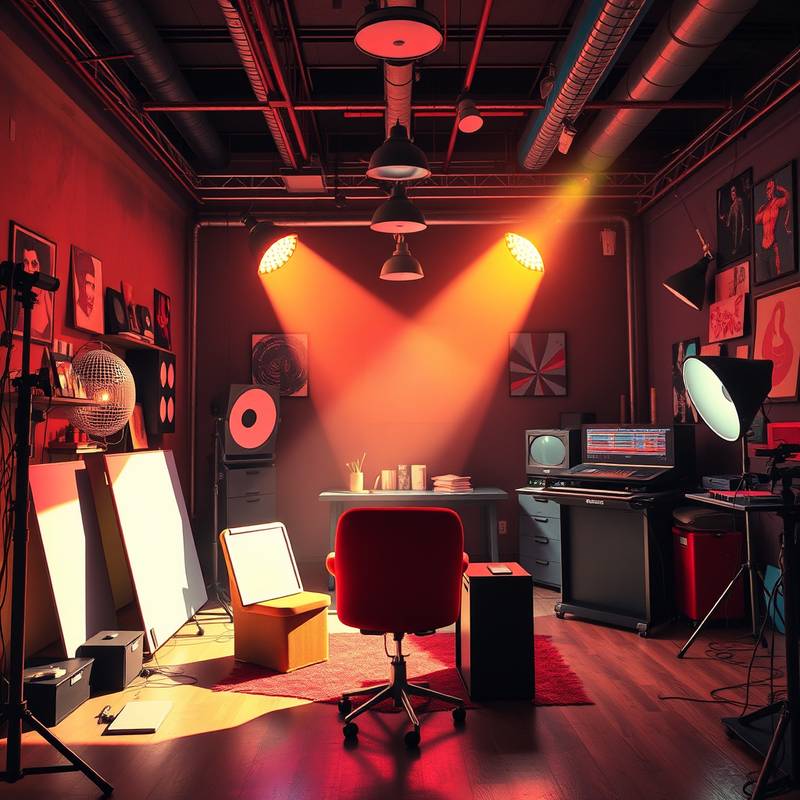 Dynamic lighting options in the Pop Art Studio, perfect for creating energetic shots.