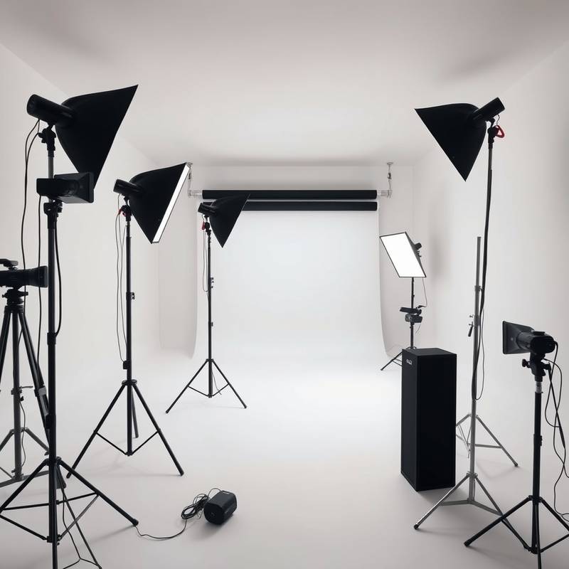 Various lighting equipment available in the Minimalist Studio.